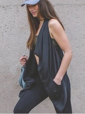 lululemon athletica Black Draped Open-Front Vest